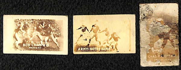 Lot of (3) 1948 Topps Magic Football Cards - Chuck Bednarik Rookie (Poor),  Bob Chappuis & Army vs. Navy