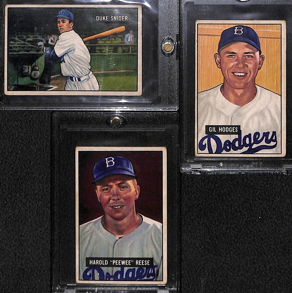 1951 Bowman Dodgers Lot of (3) - Duke Snider, Gil Hodges, Pee Wee Reese
