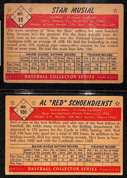 1953 Bowman Color Stan Musial & Red Schoendienst Cards