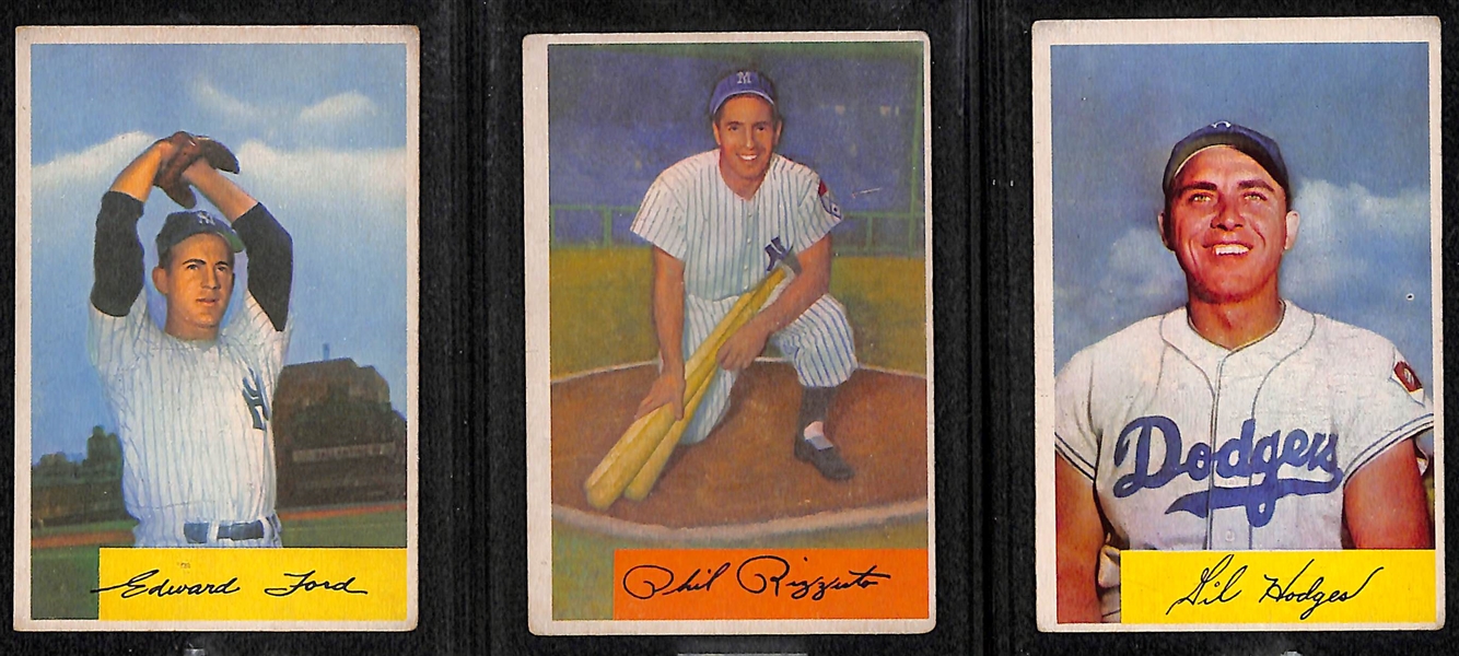 Lot of (3) 1954 Bowman Cards - Whitey Ford, Phil Rizzuto, Gil Hodges