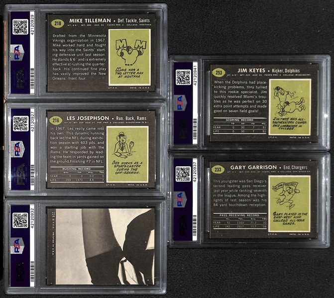 Lot of (5) Pack-Fresh PSA 8 (NM-MT) 1969 Cards w/ Paul Martha, Josephson, Tilleman, Garrison, Keyes
