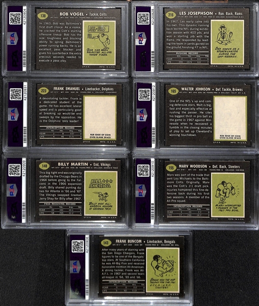 Lot of (7) Pack-Fresh PSA 7 (NM) 1969 Cards - Vogel, Josephson, Emanuel, W. Johnson, B. Martin, Woodson, Buncom.