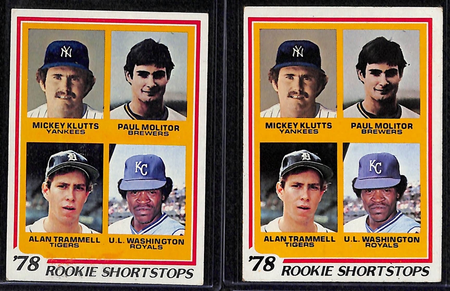 Lot of (7) 1970s Baseball Rookies - Fisk, Gossage, Ozzie Smith, (2) Molitor/Trammel), Randolph, Murphy