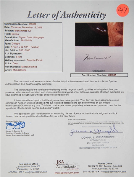 Muhammad Ali Signed & Framed Lithograph - JSA LOA
