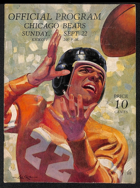 RARE September 22, 1940 Chicago Bears v Green Bay Packers Program (Worst Loss in Packers History)