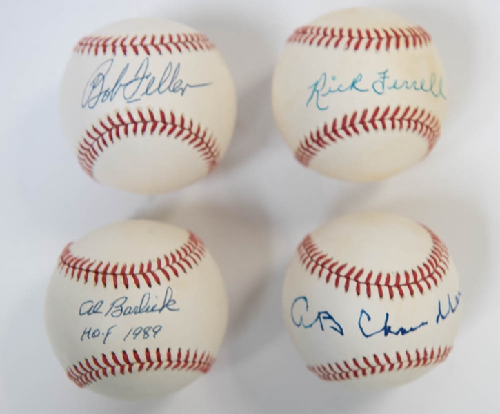 Lot Of 4 HOF Signed Baseballs w. Ferrell & Chandler