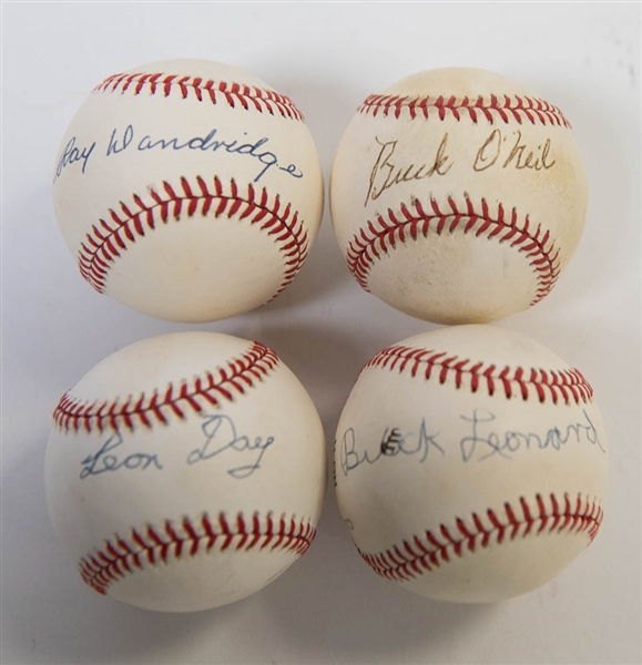 Lot Of 4 Negro League Signed Baseballs w. Dandridge & O'Neill