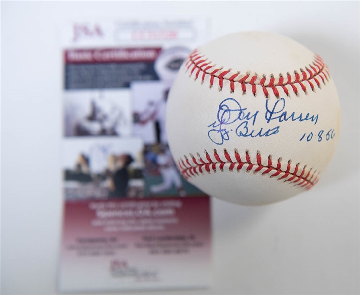 Don Larsen & Yogi Berra Dual Signed Perfect Game Baseball - JSA COA