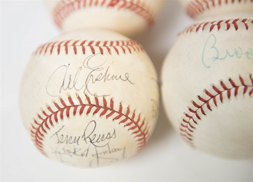 Lot Of 6 HOF & Stars Signed Baseballs w. Warren Spahn