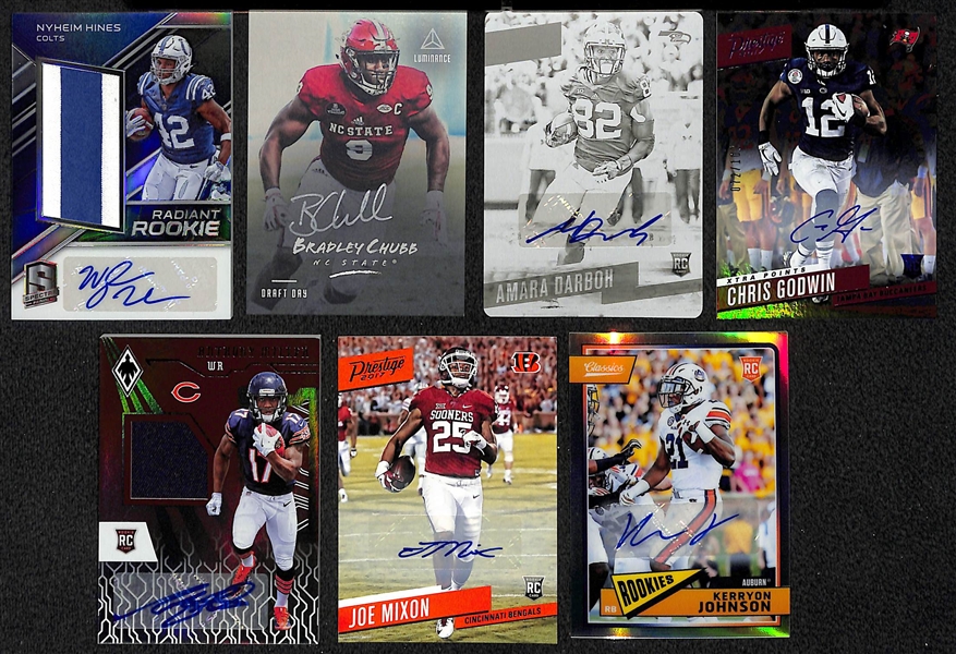 Lot of 80 Football Autograph Rookie Cards w. Chubb & Hines