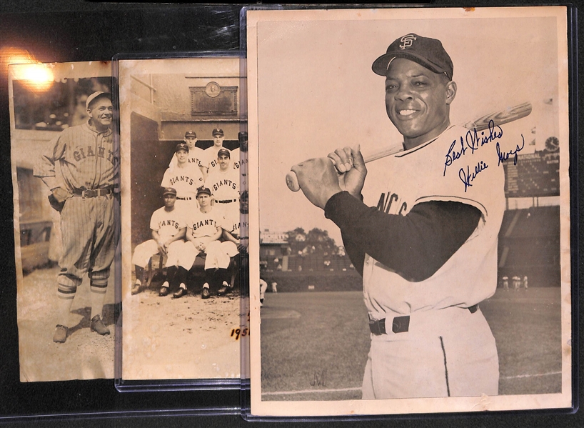 Lot of 3 Baseball Vintage Photos w. Willie Mays