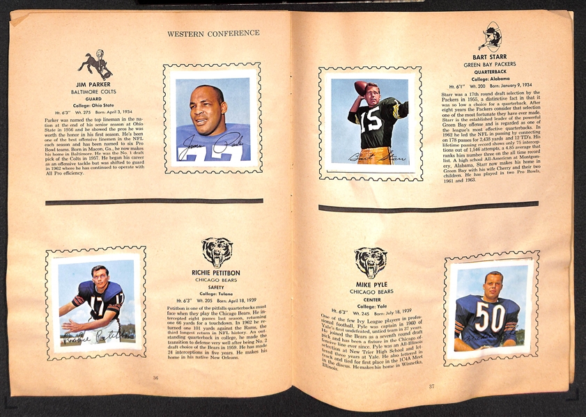 1964 Wheaties Pro Bowl Football Player Stamp Album W. Stamps