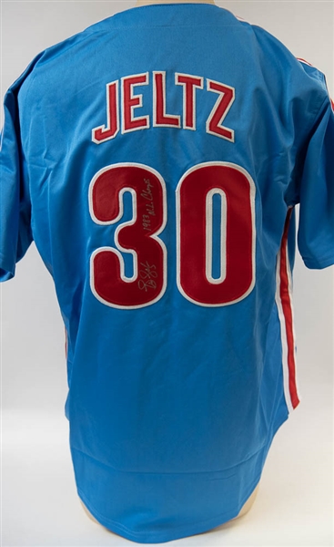 Steve Jeltz Signed Phillies Style Jersey