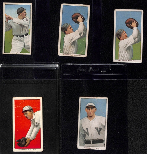 Lot of (5) 1909-11 T206 Tobacco Cards w/ Schlei, (2) Jacklitsch, McCormick, Herzog 