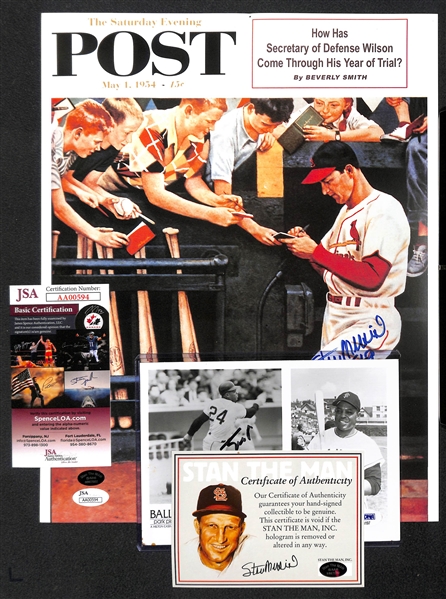 Willie Mays Signed 5x7 Photo & Stan Musial Signed 11x14 Photo - PSA