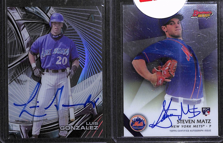 Lot of 32 Baseball Autograph Cards w. Luis Gonzalez & Steven Matz