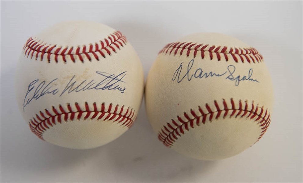 Warren Spahn & Eddie Mathews Signed Baseballs