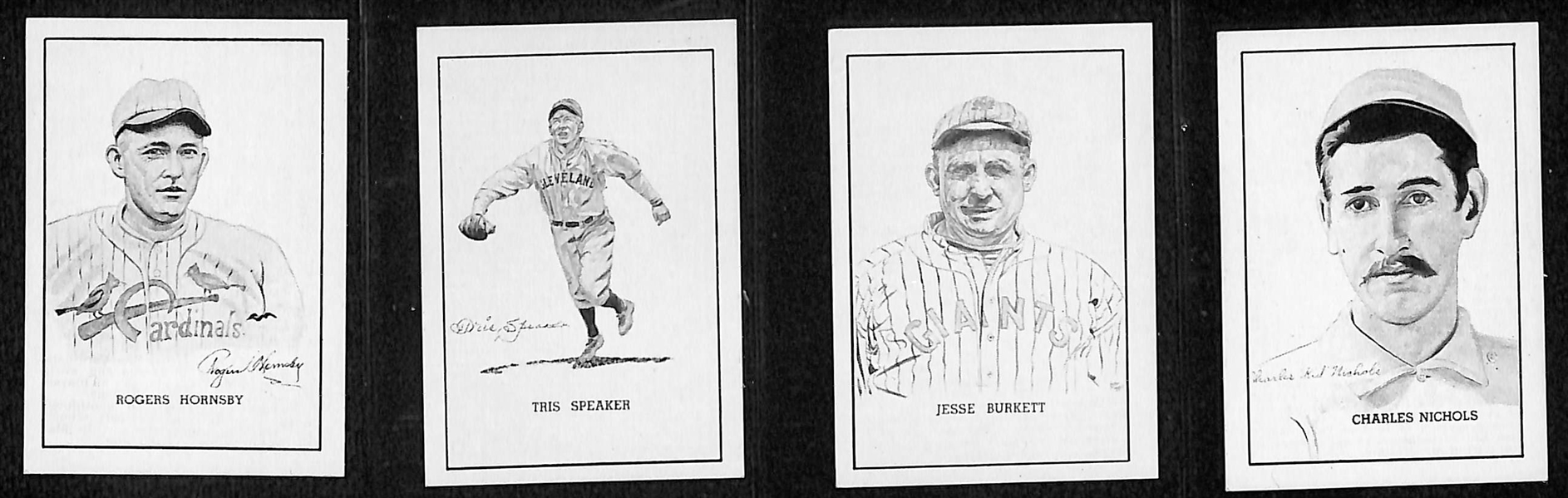 Lot of 4 1950 Callahan HOF Cards w. Rogers Hornsby