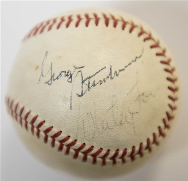Baseball Signed By George Steinbrenner, Mrs. Babe Ruth, and Whitey Ford (RARE NY Yankees Item) - JSA LOA