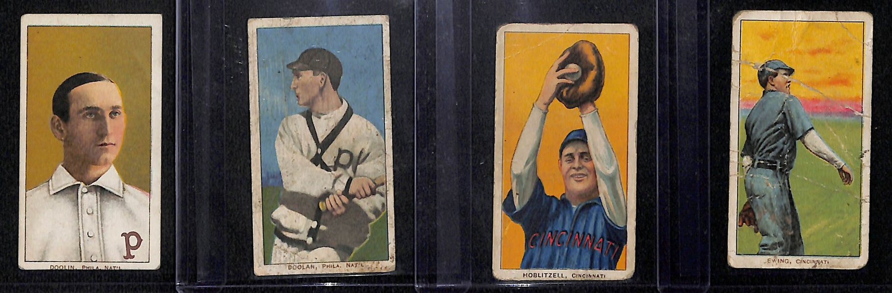 Lot of 4 1909 T206 Cards w. Mickey Doolin