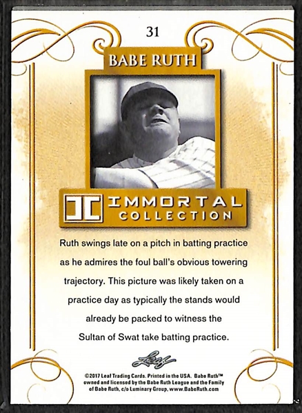 2017 Leaf Babe Ruth Immortal Collection 1/1 Purple Parallel Card
