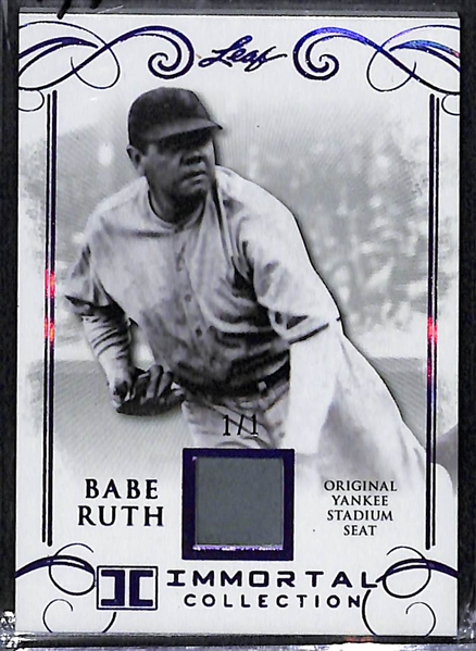 2017 Leaf Babe Ruth Immortal Collection 1/1 Yankee Seat Relic Card