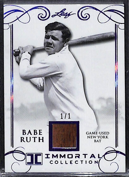 2017 Leaf Babe Ruth Immortal Collection 1/1 Bat Relic Card
