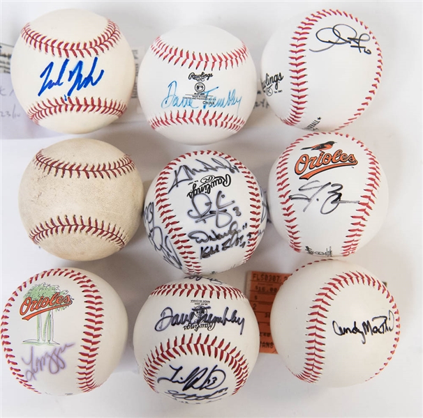 Lot of (8) Orioles Signed Baseballs w/ Adam Jones, Nick Markakis, Andy MacPhail