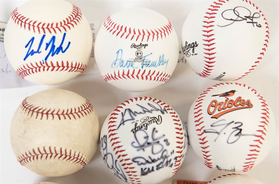 Lot of (8) Orioles Signed Baseballs w/ Adam Jones, Nick Markakis, Andy MacPhail