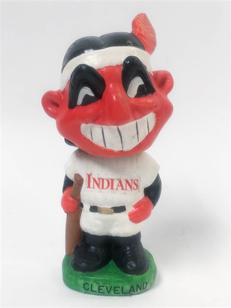 1963-65 Cleveland Indians Mascot Wahoo Indian Head (Green Base)