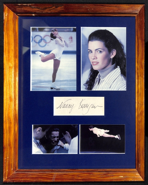 Lot of 3 Mixed Sports Signed Photo Displays w. Nancy Kerrigan