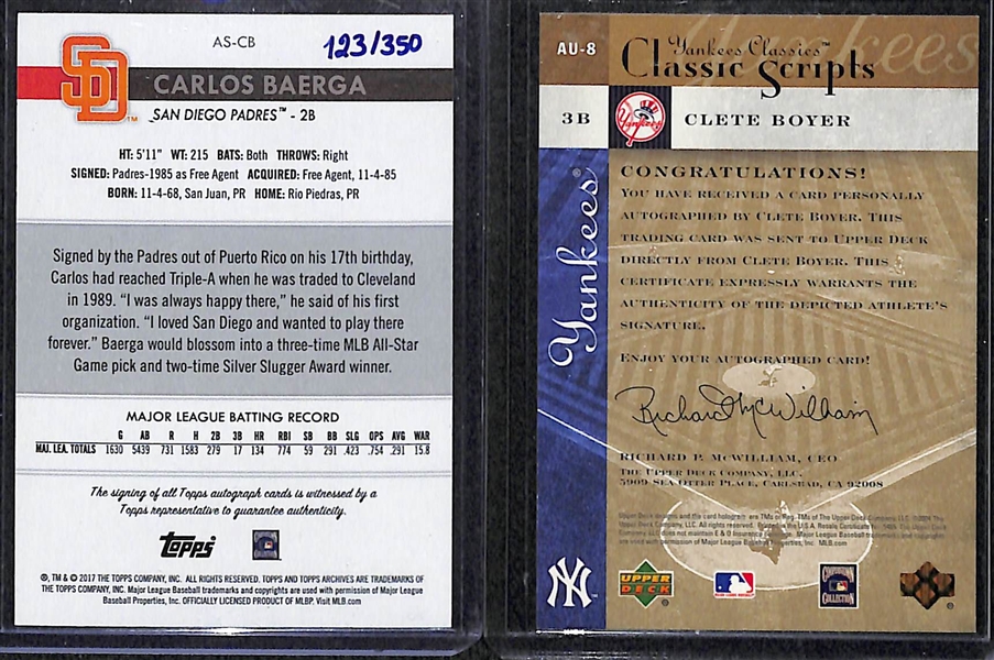 Lot Of 90 Baseball Autograph Cards w. Boyer & Baerga