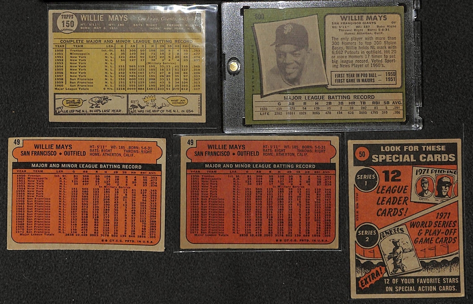 Lot of 5 Willie Mays Vintage Cards w. 1961 Topps