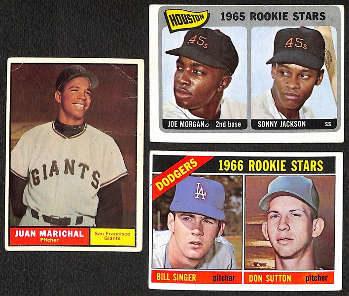 1960s Lot of 3 HOFer Rookie Cards (Juan Marichal, Joe Morgan, Don Sutton)