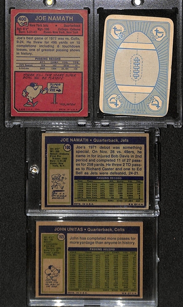 Lot of 4 Joe Namath & Johnny Unitas Vintage Cards