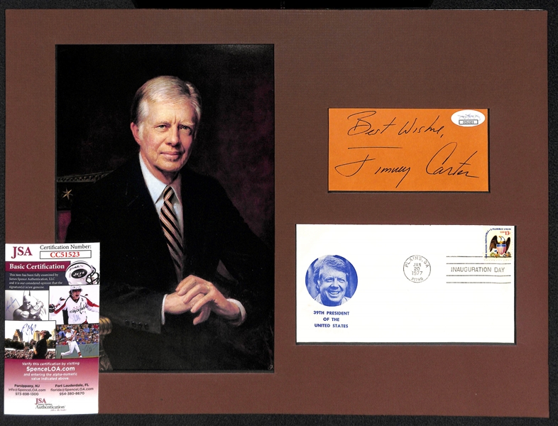 Jimmy Carter Cut Autograph & Photo Matte Display - JSA