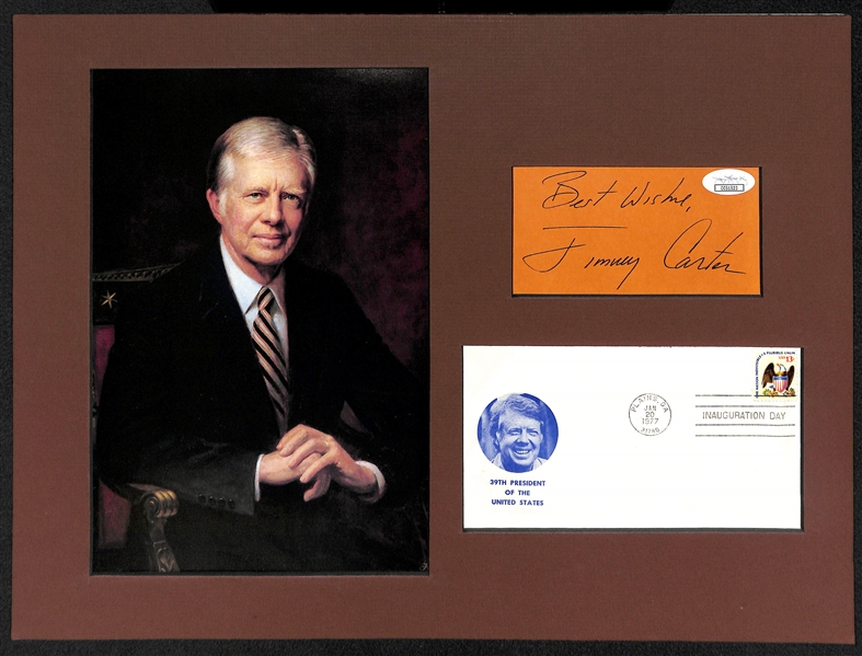 Jimmy Carter Cut Autograph & Photo Matte Display - JSA