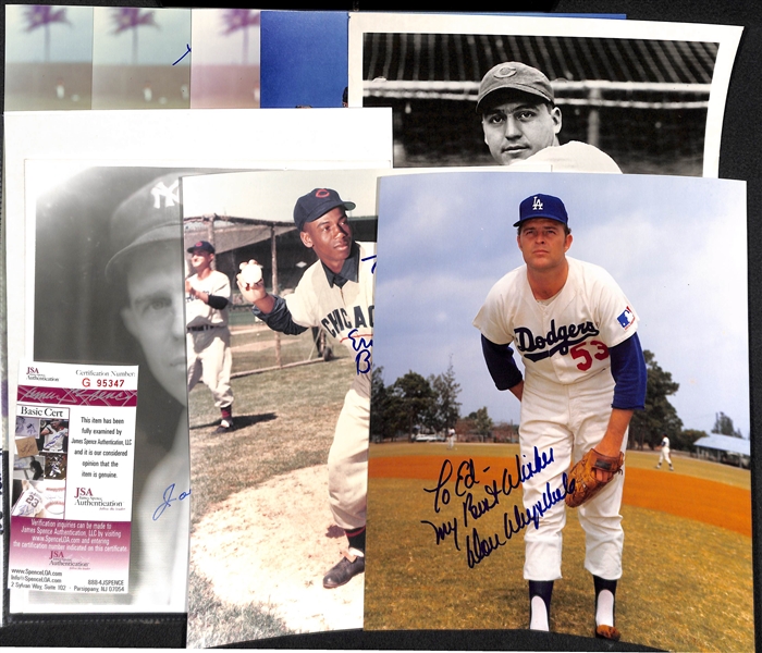 Lot of 8 Baseball Signed Photos w. Drysdale & Banks
