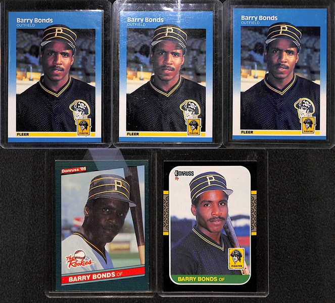 Lot of 33 Barry Bonds Rookie Cards w. 13 Graded Examples - Beckett, PSA, SGC - 8, 8.5, & 9