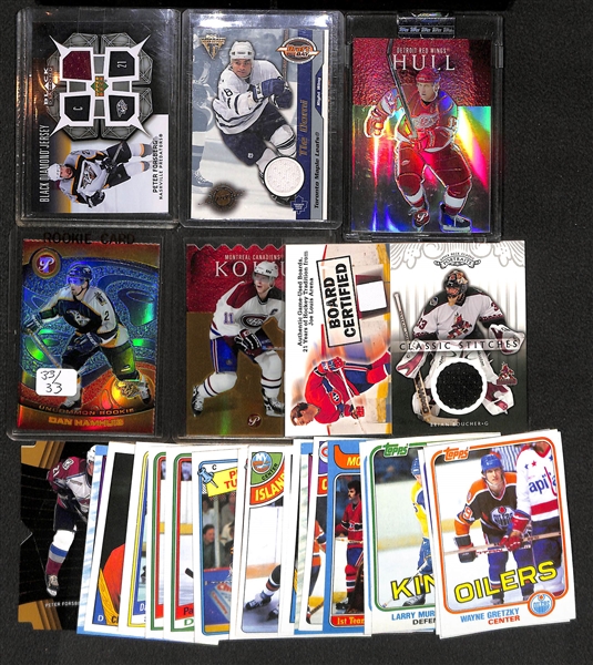 Lot of 800+ Hockey Cards, Including Relic & Numbered Cards w. Hull, Forsberg, More
