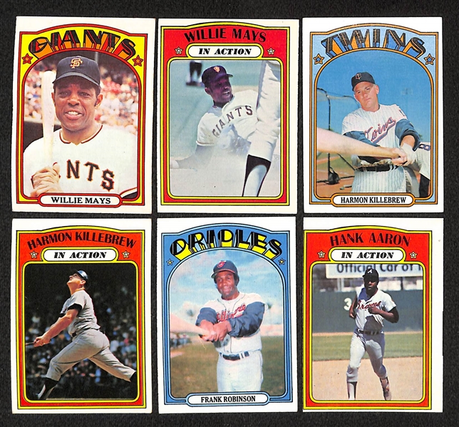 Lot of 546 - 1972 Topps Assorted Baseball Cards w. Willie Mays