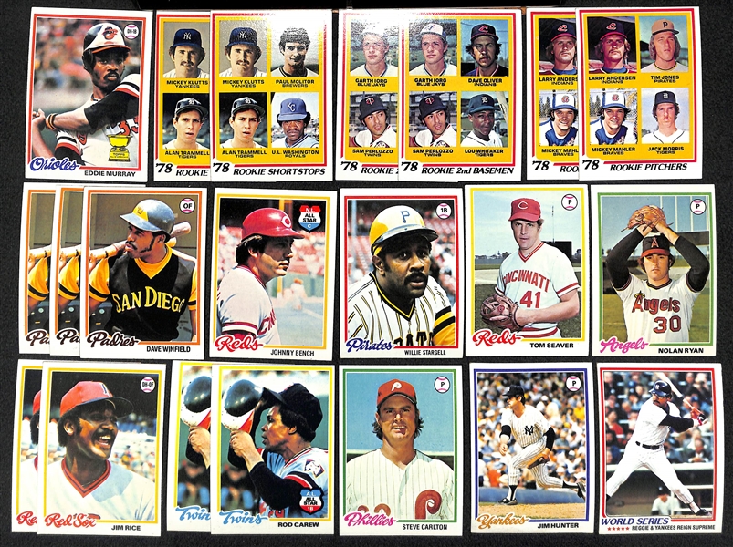 Lot of 1500+ Assorted 1978 Topps Baseball Cards w. Eddie Murray RC