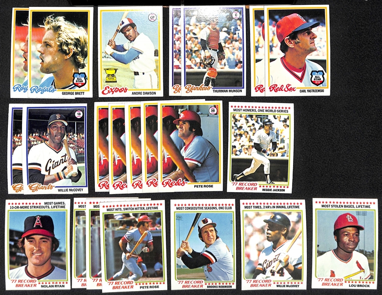 Lot of 1500+ Assorted 1978 Topps Baseball Cards w. Eddie Murray RC