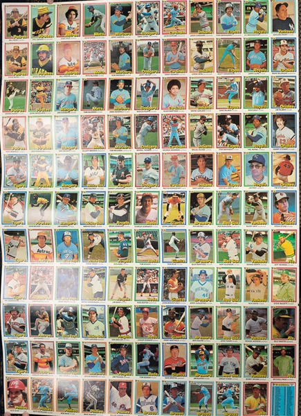 Lot of 5 Uncut 1981 Donruss Baseball Sheets Constituting the Complete Set