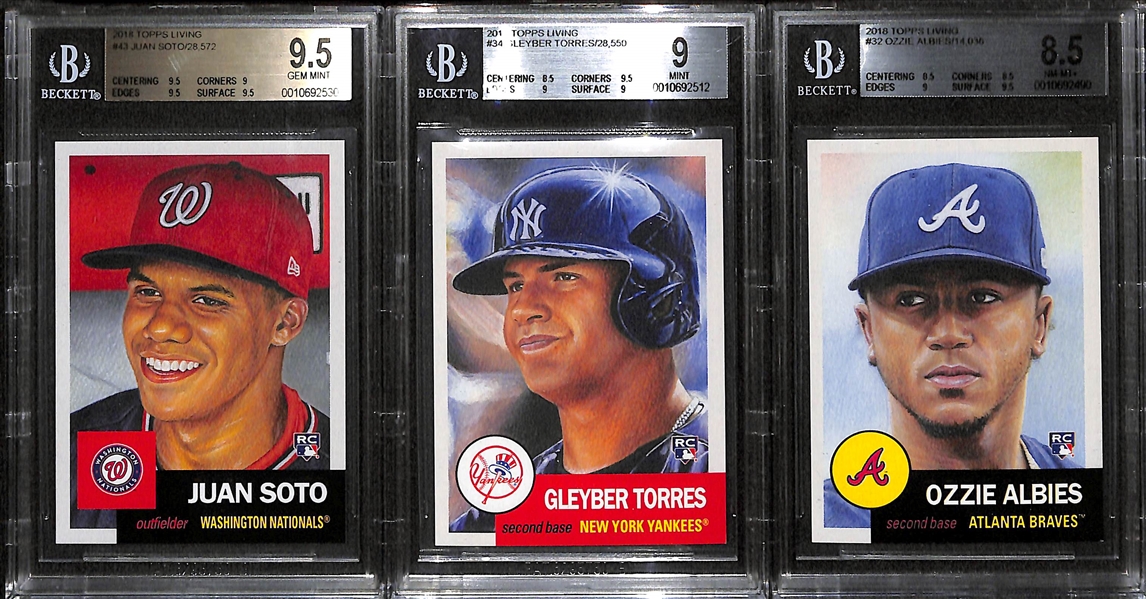 Lot of 3 Topps Living Set BGS Graded Rookie Cards w. Juan Soto 9.5