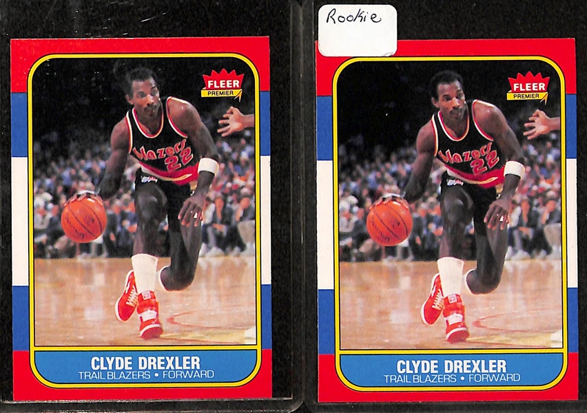 Lot of 13 1986-87 Fleer Basketball Cards w. Akeem Olajuwon Rookie