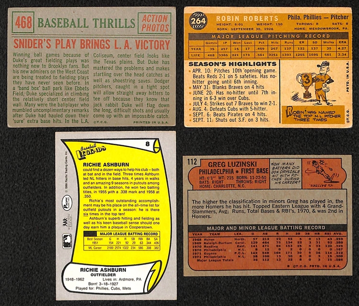 Lot of 4 Baseball Signed Cards w. Duke Snider & Richie Ashburn