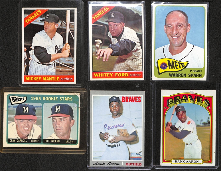 Lot of 6 Baseball HOF Cards (1965-1972) w. 1966 Mantle