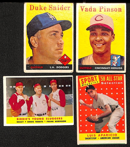 Lot of 60 1958 Topps Baseball Cards w. Duke Snider