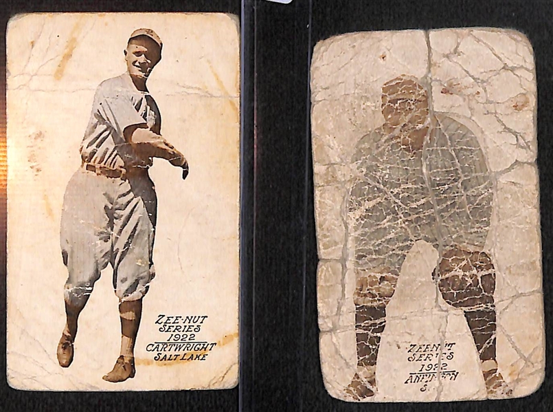 Lot of (8) 1922 Zeenut Pacific Coast League Baseball Cards
